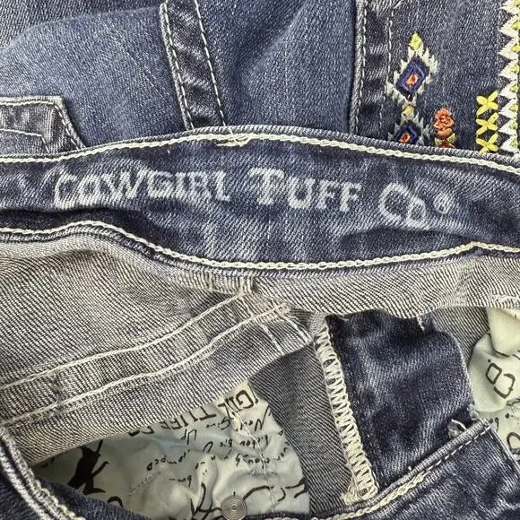 Cowgirl Tuff Jeans Women's 24x33 (0) Blue Aztec Mustang Boot Cut Embroidered - Picture 9 of 16
